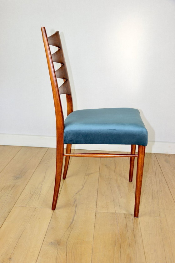Image 1 of Danish vintage chairs blue turquoise vintage - set of 4 - great set
