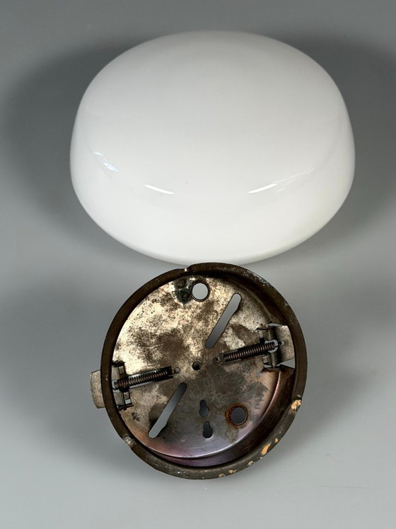 Image 1 of 50er 60er Jahre Lampe Leuchte Plafoniere Milchglas Mid Century Glas Design RZB