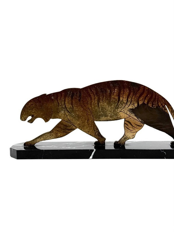 Image 1 of Art-Déco-Tigre-Skulptur aus Bronze, Frankreich, ca. 1930