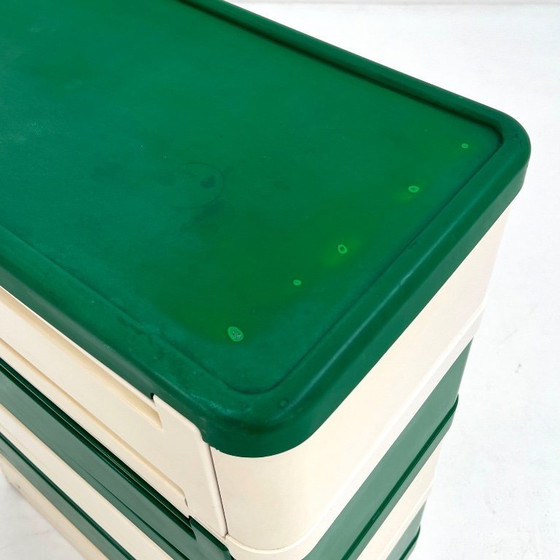 Image 1 of Cassettiera verde e bianca modello 4964 di Olaf Von Bohr per Kartell, anni &#39;70