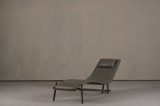 Donovan grijze leren chaiselongue van Giuseppe Vigano voor Cattelan, Italië, jaren 2000