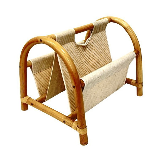 Image 1 of Vintage bamboe tijdschriftenrek – boho-stijl / Mid-Century Modern, jaren 70