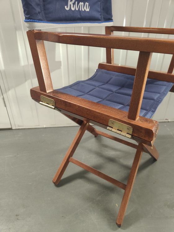 Image 1 of Sedia da regista in teak blu cobalto