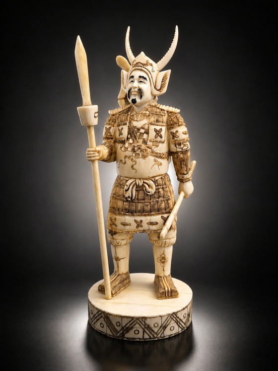 Carved Bone Samurai Figure With Spear – 20th Century – Sculpture, Other (photo 5 of 5)
