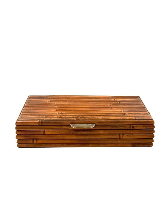 Image 1 of Portagioie Hollywood regency in bambù grissinato stile Gabriella Crespi, RCM Italia 1970