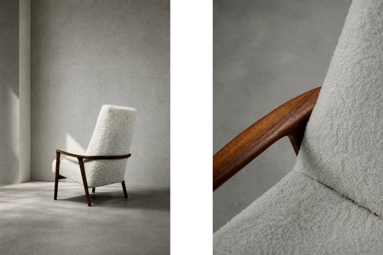 Image 1 of Poltrona Mid-Century vintage moderna in teak bianca, scandinava di Bröderna Andersson, anni '60