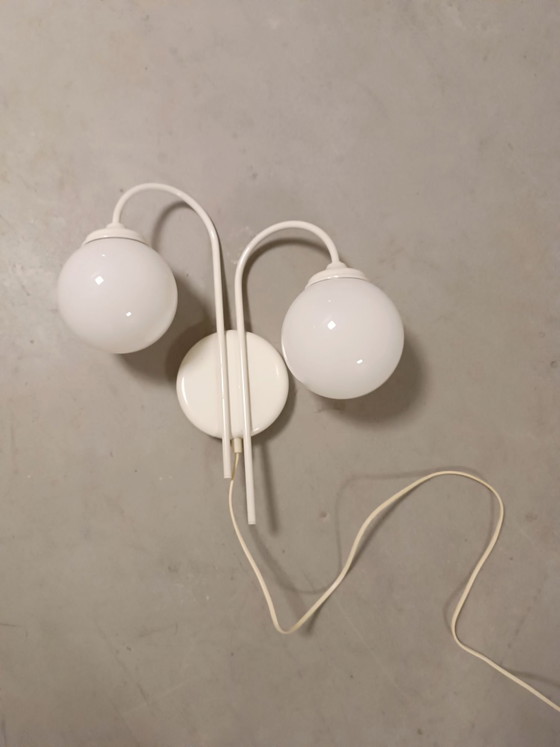 Vintage 2 glazen bollen wandlamp – Wandlampen, Metaal (photo 9 of 14)