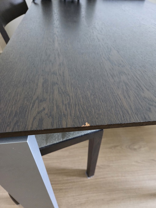 Table de salle à manger Arco avec 6 chaises et rallonge 60cm