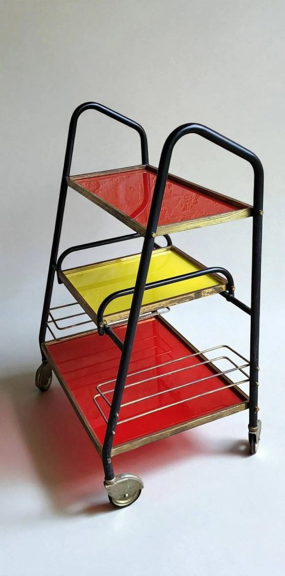 Credenza / Bar / Scaffale anni '60 – Carrelli bar, Metal, Glass, Vintage (photo 3 of 8)
