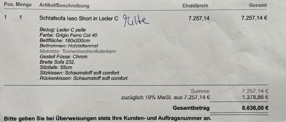 Image 1 of Divano letto di Pol74, modello Iseo, in pelle grigia