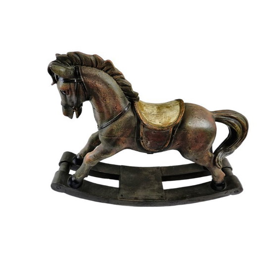 Image 1 of Stoer Houten Schommelpaard – Retro / Vintage Decoratie