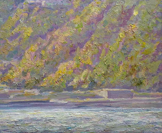 Pintura al óleo original Paisaje Río Catedral en la Colina Vista de la Lavra – Pinturas y dibujos, Canvas (photo 5 of 5)