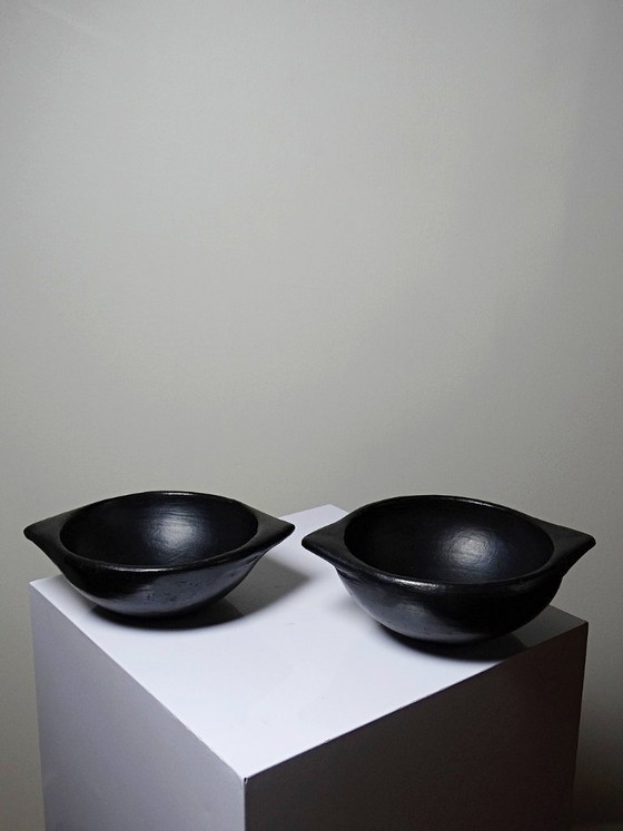 Image 1 of Pair of black pottery bowls from Chamba, Colombia, Pijao craftsmanship, 1970s