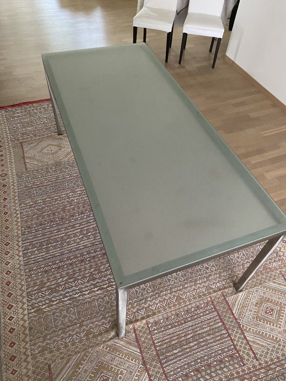 Image 1 of Table design The Conran Shop Paris — verre dépoli et métal brossé