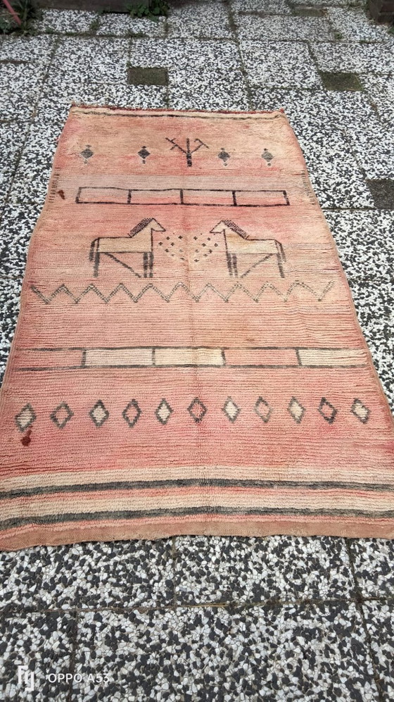 Image 1 of Handgeknüpfter Berberteppich aus Wolle, 200 x 104 cm