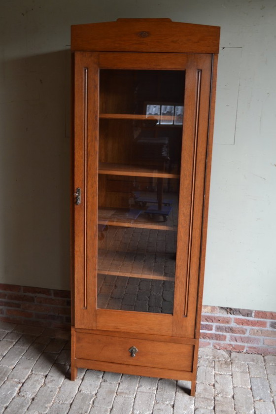 Image 1 of Antique oak wood Art Deco display case, bookcase.
