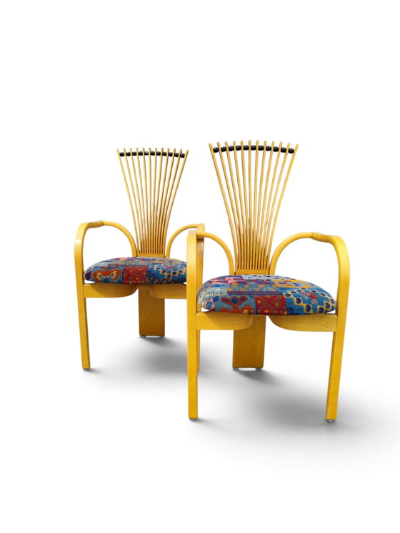 Totemstoelen ontworpen door Torstein Nilsen – Westnofa, Eetkamerstoelen, Textile, Wood (photo 10 of 11)