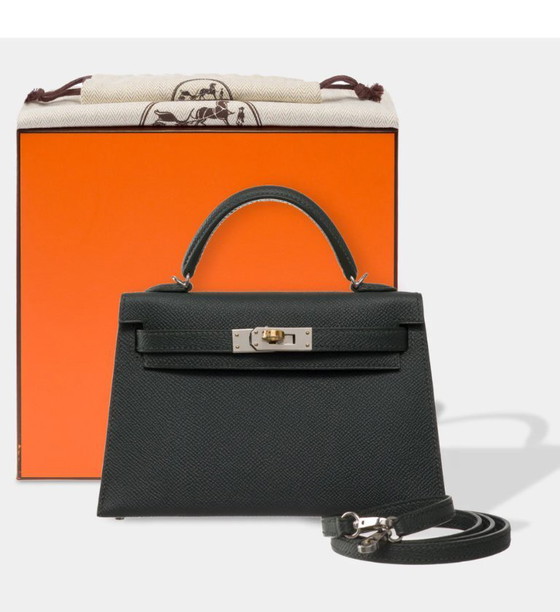 Image 1 of Sac HERMES Kelly Mini en Cuir Vert - 103497