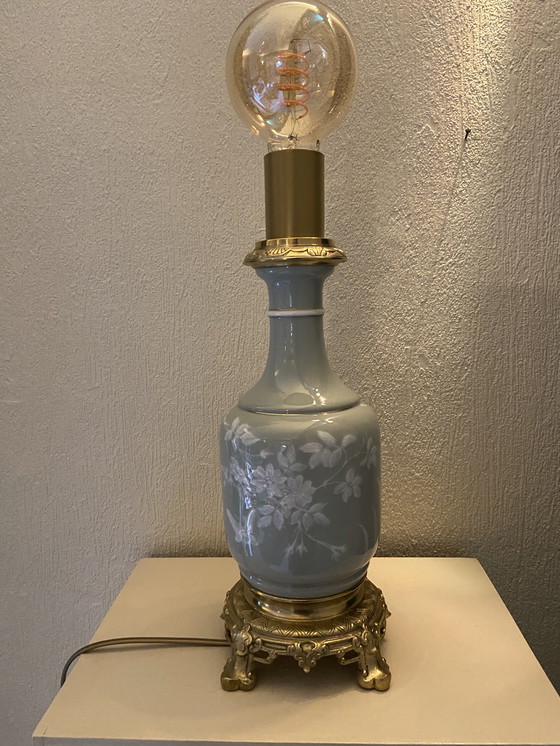 Image 1 of Celadon pâte-sur-pâte porcelain table lamp with bronze mount