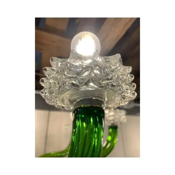Image 1 of Groene Murano glazen kroonluchter met transparante rostrato boubeches van Simoeng
