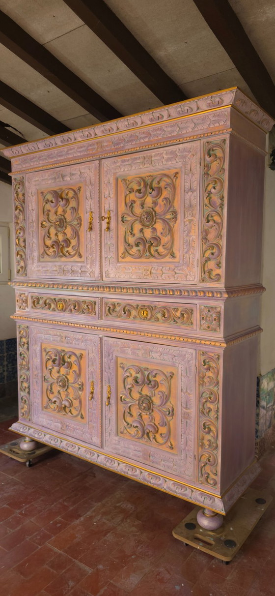 Artistic Renaissance Revival Oak Cabinet – Wood (photo 2 of 9)