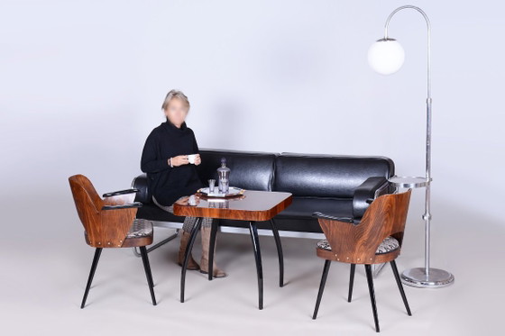 Sofá Bauhaus restaurado, de Vichr a Spol., cromo, cuero, checo, década de 1930. – Leather, Metal (photo 12 of 13)