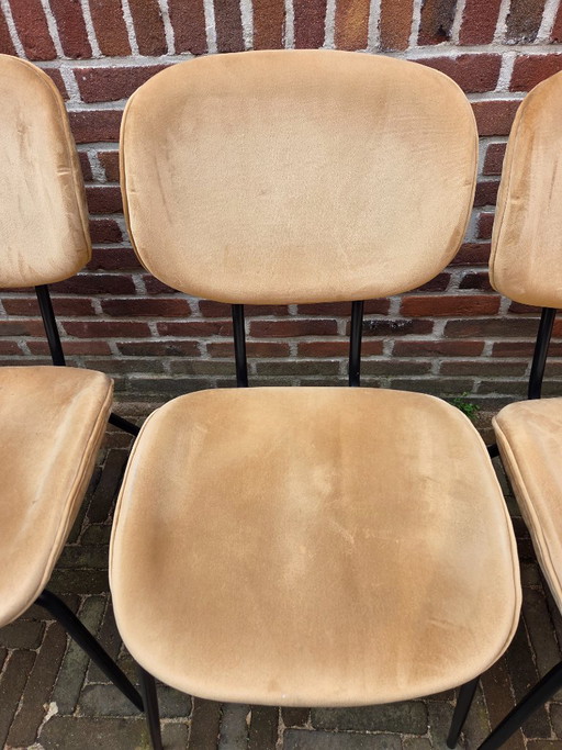 4 Dining chairs HK living gold velvet