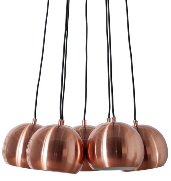 Kupferfarbene Pendelleuchte mit 7 Kugeln – zuiver, Pendelleuchten, Metall (photo 3 of 5)