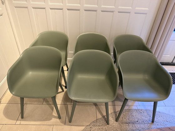 Image 1 of 6 sillas Muuto Fiber Wood verdes