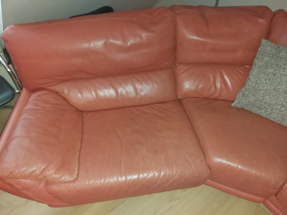 Image 1 of Leather sofa brique color