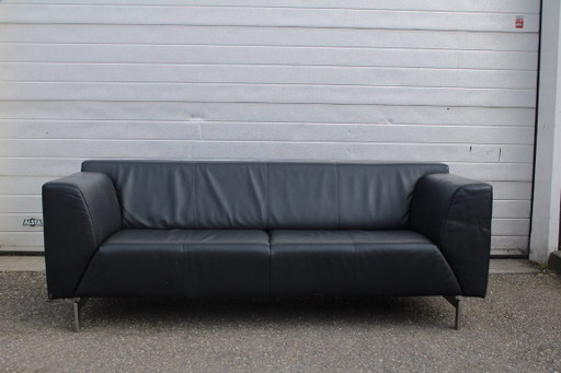 Rolf Benz Linea Sofa - Black Leather - Perfect Condition – 3 5 zitsbanken