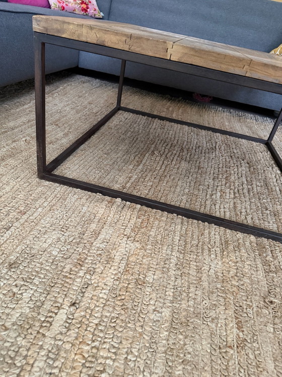 Couchtisch mit alter Teakholzplatte, Couchtische, Metall, Schwarz (Foto 4 von 5)