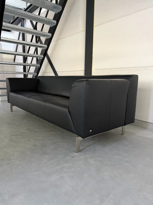 Rolf Benz 318 Linea – Pelle Nera – Condizioni Assolutamente Ottime – 3 5 zitsbanken, polished steel, Leather (photo 2 of 9)