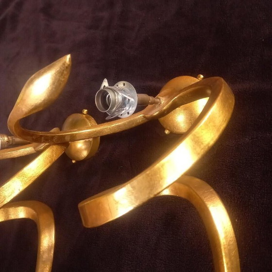Image 1 of Pair of Serpent "Teo" Lamp sconces in gilded aluminum, Enzo CIAMPALINI - 1970