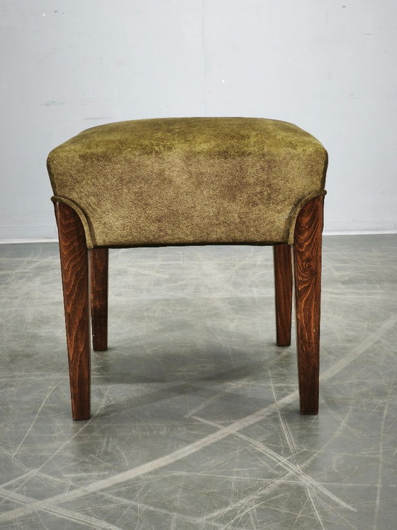Image 1 of Art Deco Beech Wood Stool, Czechoslovakia, 1930s