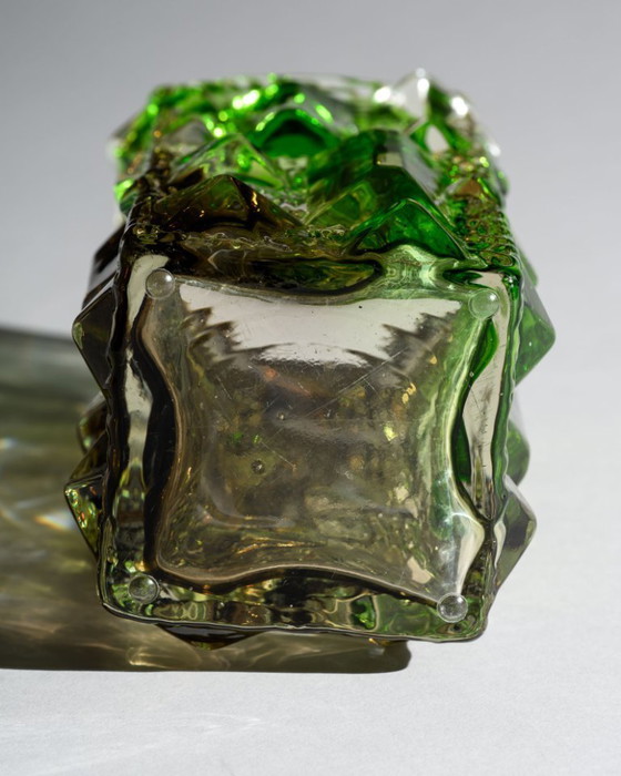 Image 1 of Czech Brutalist Glass Vase Attributed to Vladislav Urban or Rudolf Jurnikl SKLO