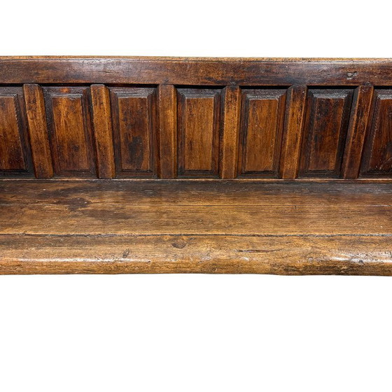 Image 1 of Panca antica spagnola in rovere – costruzione tradizionale con incastri a tenone e mortasa.