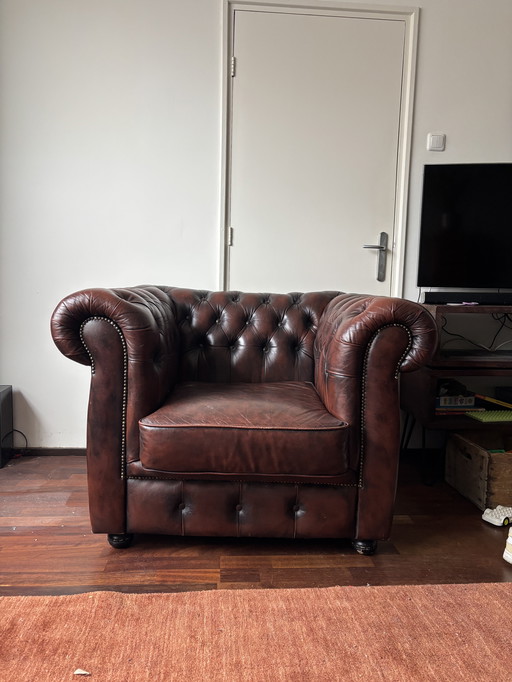 Sillón Chesterfield marrón