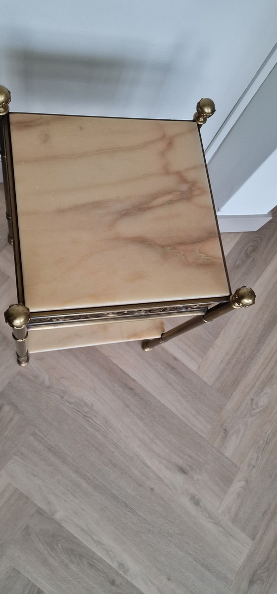 Image 1 of table d'appoint d'angle vintage en marbre onyx