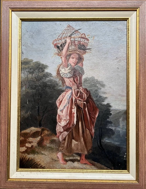 Schilderij "Meisje met vogel". – schilderijen tekeningen, Canvas (photo 2 of 5)