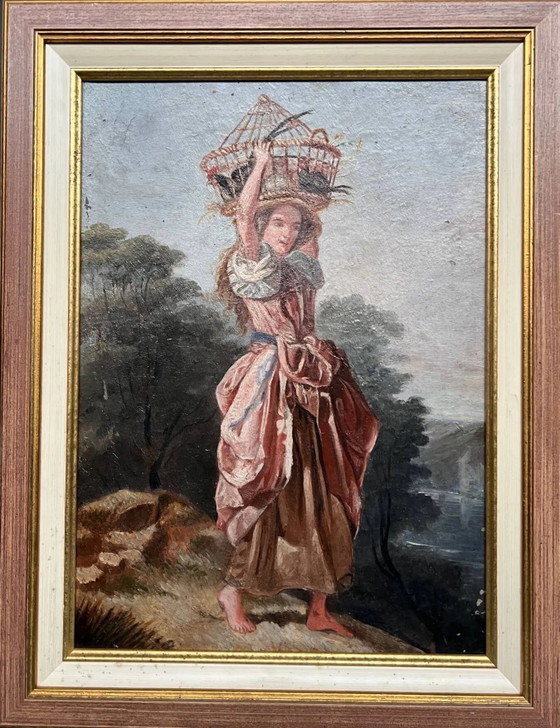 Schilderij "Meisje met vogel". – Schilderijen & Tekeningen, Canvas (photo 2 of 5)