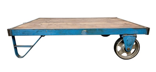 Large Blue Industrial Coffee Table Cart, 1960s – salontafels, Iron