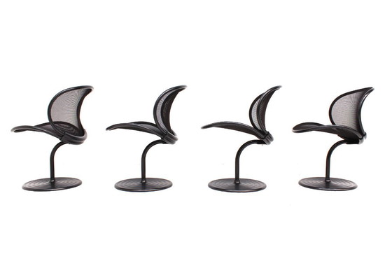 Image 1 of Come nuove! Set vintage di 4 sedie O-Line, disegnate dal Prof. Herbert Ohl per Wilkhahn nel 1982, in condizioni da museo!