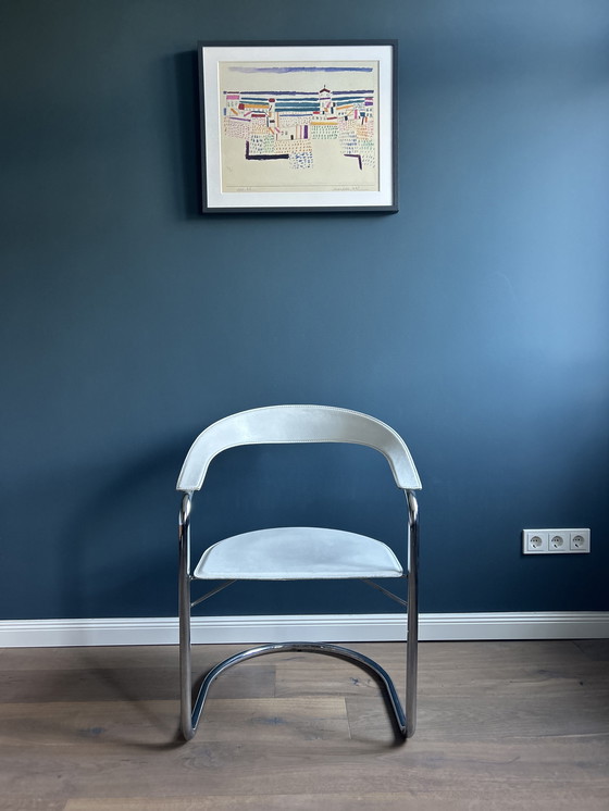 Image 1 of 2x Fauteuil vintage en acier tubulaire et cuir de A. Rizzatto - 450€ (prix de la paire)