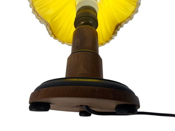 Image 1 of Amsterdamse school - tafellamp - palisander - porselein - 2e kwart 20e eeuw