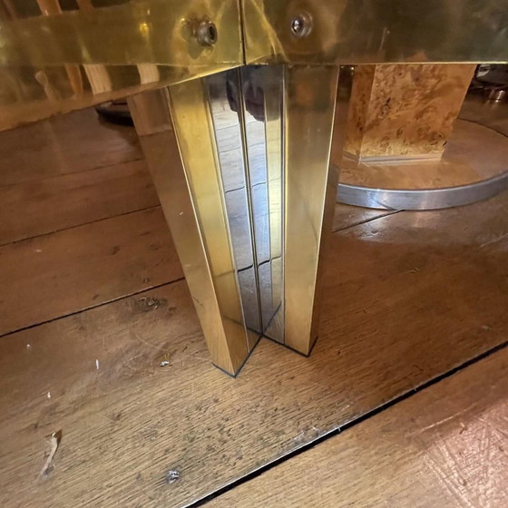 Tavolino vintage in vetro fumé, ottone e metallo cromato, anni '70 – Libri d'arte, Brass, Design (photo 4 of 17)