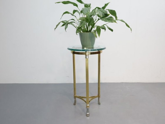 Vintage side table / brass glass / gold / Holywood regency – Hollywood Regency (photo 4 of 5)