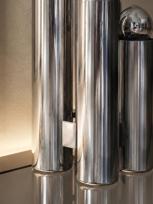 Mid-Century Modern Chrome Table Lamp by Gaetano Sciolari, 1970s