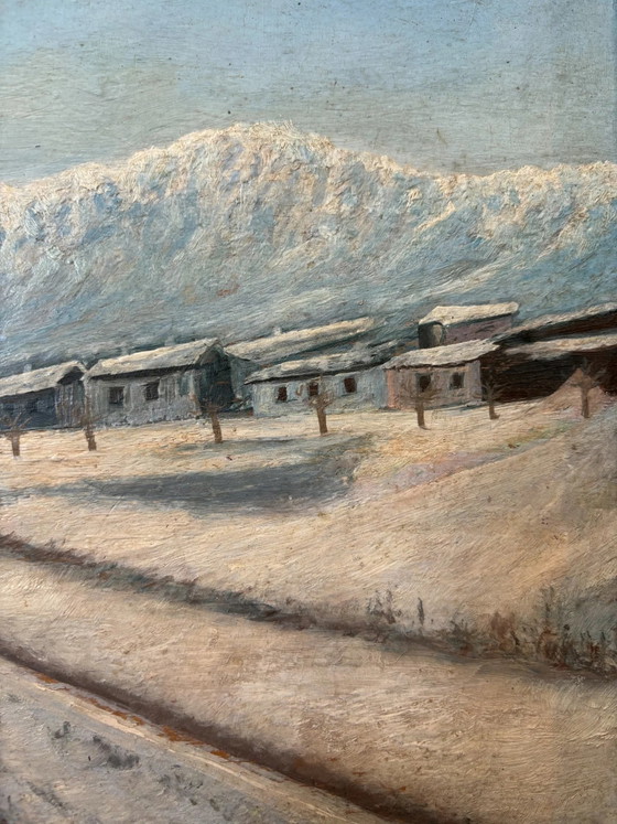 Oil Painting on Board of Clusone with Train by Leonardi,, Stagi & Leonardi, Paintings & Drawings (photo 3 of 6)