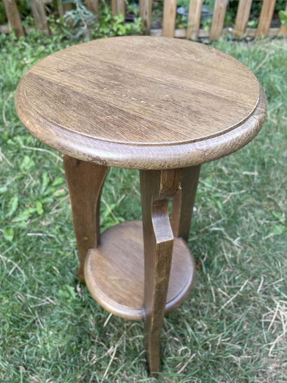 Image 1 of Brutalist solid oak side table / Vintage 1970